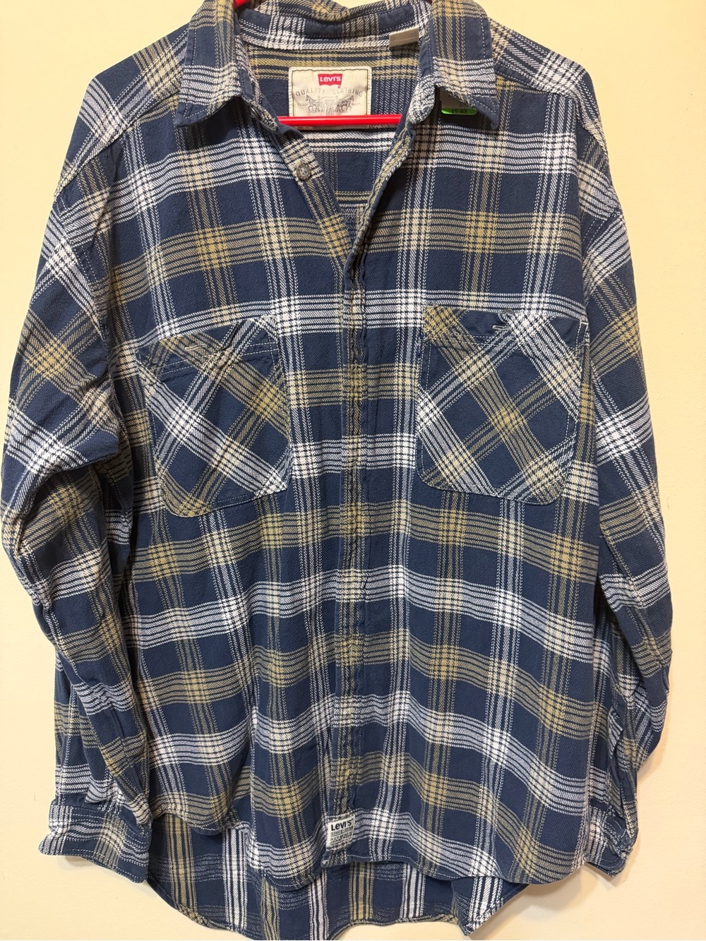 Levi's Navy, White & Tan Plaid Button-Down Shirt